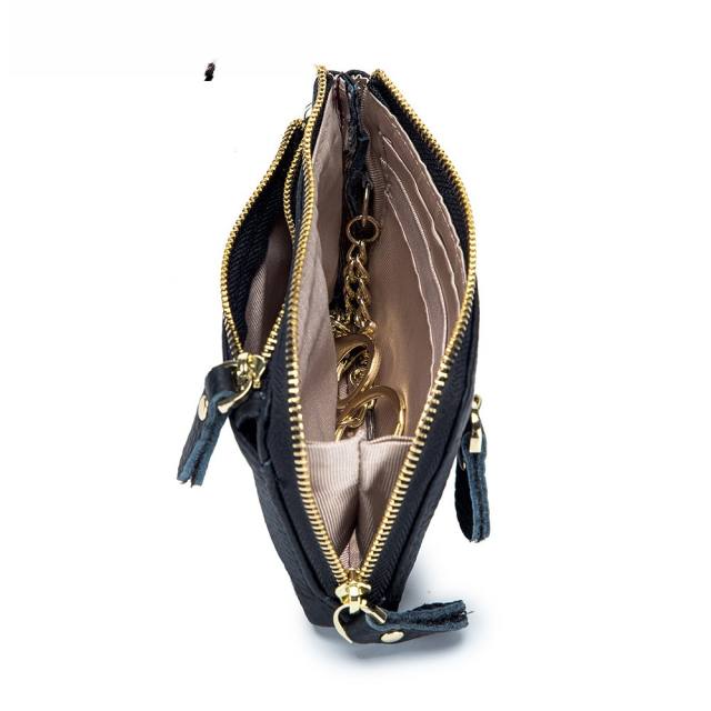 Plain color Genuine Leather mini wallet purse