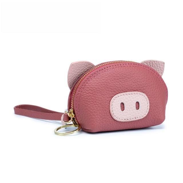 Cute pig cartoon design Genuine Leather small coin purse