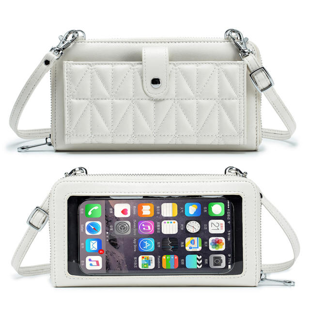 Classic quilted pattern Genuine Leather mini phone bag