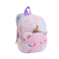 Cute tie dry pattern unicorn fluffy backpack for kids
