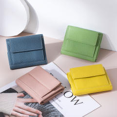 Korean fashion plain color Genuine Leather wallet purse