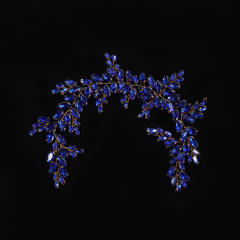 Delicate sapphire blue glass crystal prom wedding hair vines