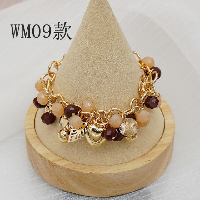 Boho colorful bead heart tassel layer bracelet