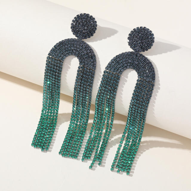 Delicate green color christmas day diamond earrings for women