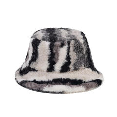 Winter rainbow pattern fluffy warm bucket hat