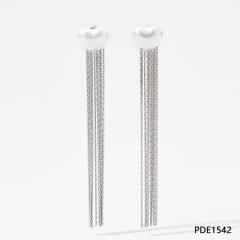 Elegant pearl chain tassel stainless steel earrings