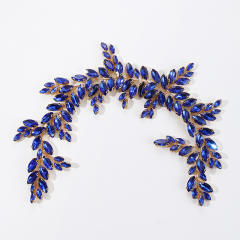 Delicate sapphire blue glass crystal prom wedding hair vines