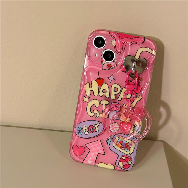Cute pink color happy girl phone case airpod case for iphone 11