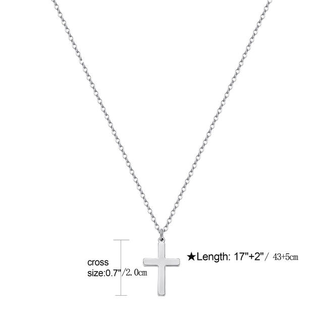 18K cross pendant stainless steel necklace