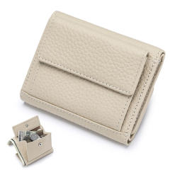 Korean fashion plain color Genuine Leather wallet purse