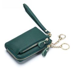 Plain color Genuine Leather mini wallet purse