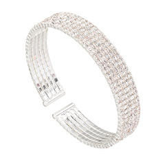 Elegant full rhinestone diamond cuff bangle bracelet