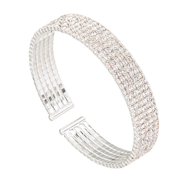 Elegant full rhinestone diamond cuff bangle bracelet