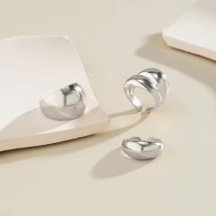 Geometric design chunky metal finger rings set stackable rings