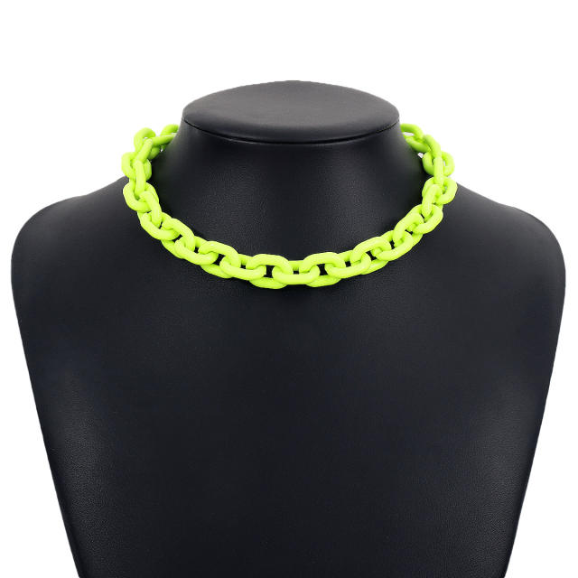 Hiphop dopamine color acrylic chain choker necklace