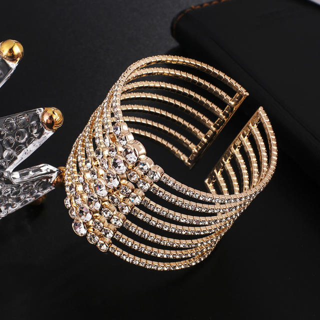 7 rows diamond cuff bangle bracelet