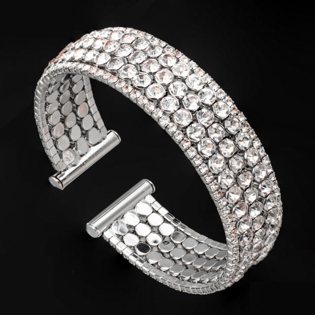 Delicate diamond elastic cuff bangle bracelets