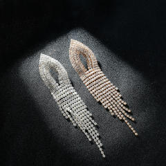Elegant diamond tassel prom earrings