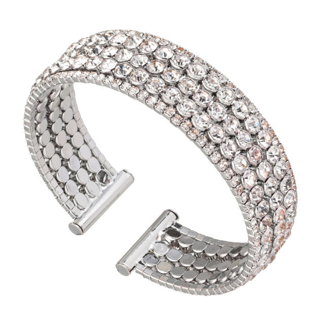 Delicate diamond elastic cuff bangle bracelets