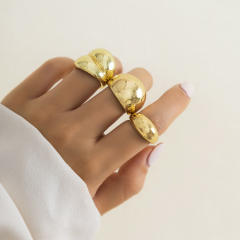 Geometric design chunky metal finger rings set stackable rings