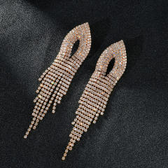 Elegant diamond tassel prom earrings