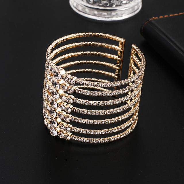 7 rows diamond cuff bangle bracelet