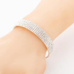 Elegant full rhinestone diamond cuff bangle bracelet