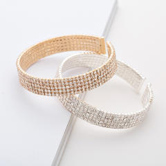 Elegant full rhinestone diamond cuff bangle bracelet