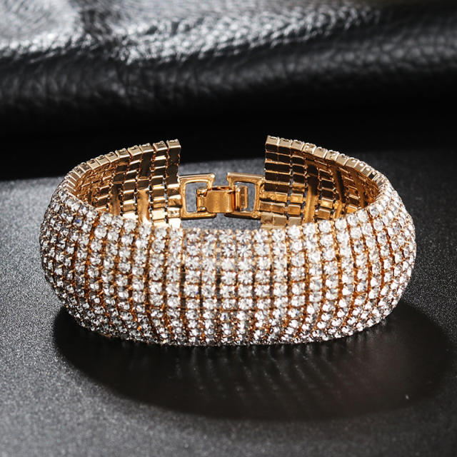 11 row full diamond women bangle bracelet