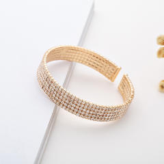 Elegant full rhinestone diamond cuff bangle bracelet