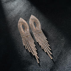 Elegant diamond tassel prom earrings