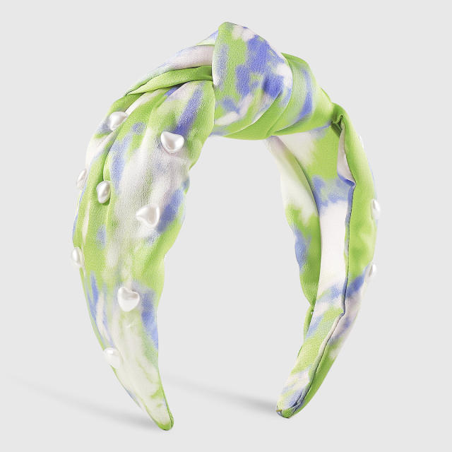 Tie-dye pearl bead knotted headband