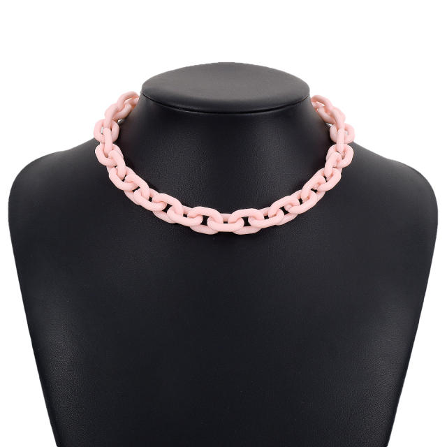 Hiphop dopamine color acrylic chain choker necklace