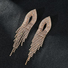Elegant diamond tassel prom earrings