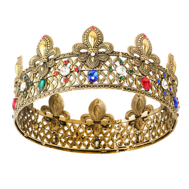Vintage color rhinestone setting prince princess crown