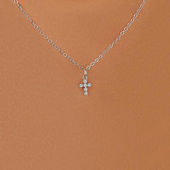 Y2K diamond cross pendant choker necklace