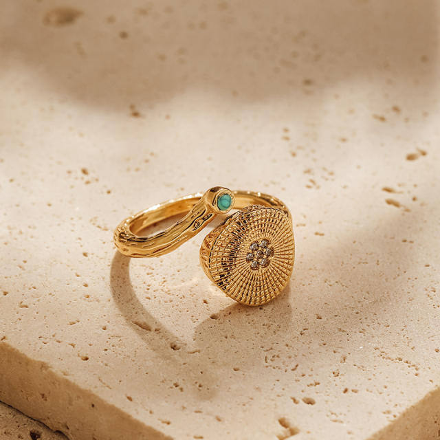 18K real gold plated geometric shape copper finger rings