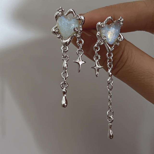 Y2K lava series heart star alloy earrings