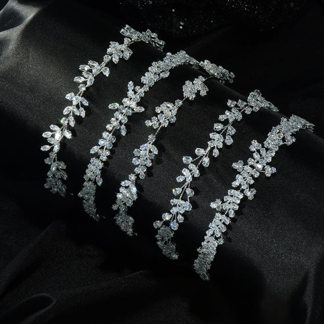Delicate handmade crystal stone wedding birthday hair vine headband