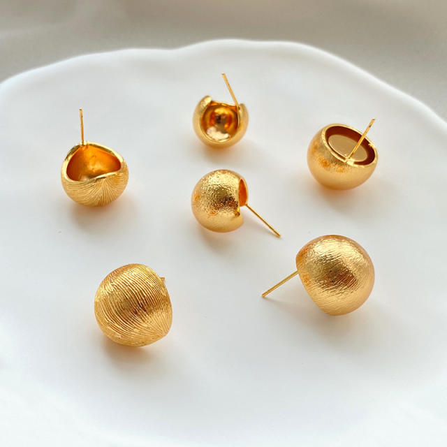 925 needle elegant chunky frosted ball earrings