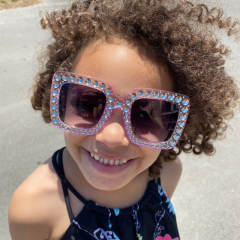 Cute square frame diamond sunglasses for kids