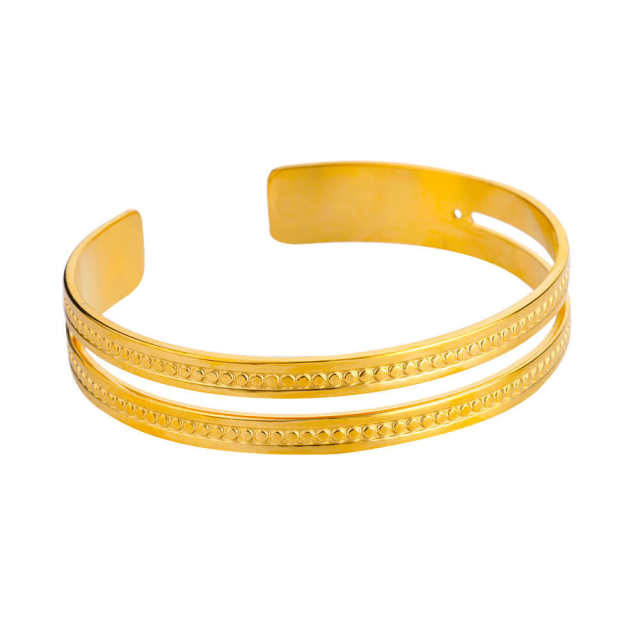 Concise easy match bold stainless steel bangle cuffs