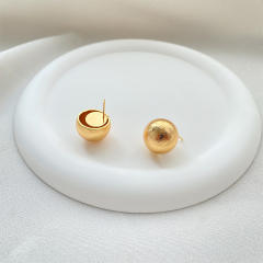 925 needle elegant chunky frosted ball earrings