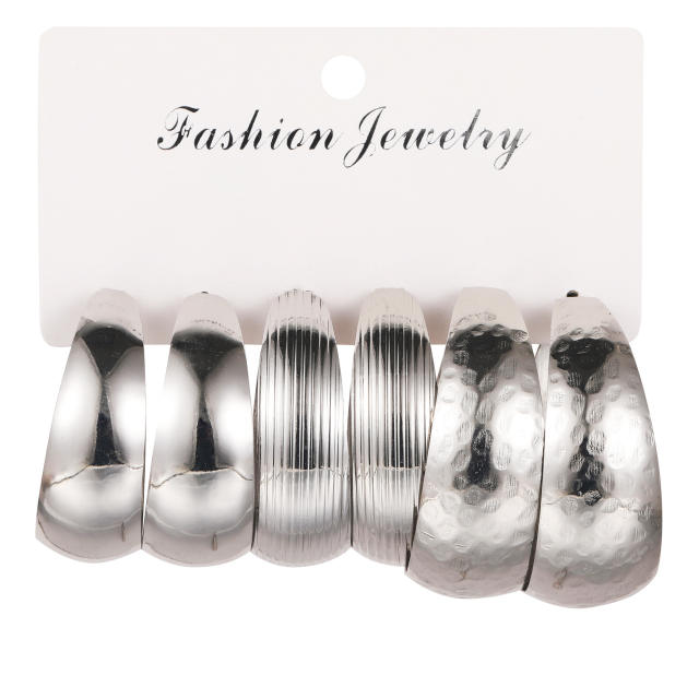 3pcs hot sale bold hoop earrings chunky earrings set