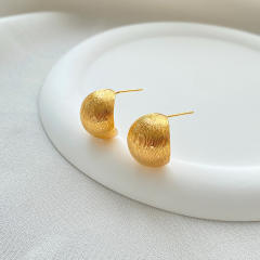925 needle elegant chunky frosted ball earrings
