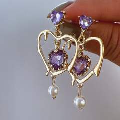 Y2K lava series heart star alloy earrings