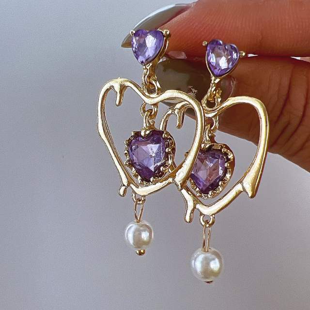 Y2K lava series heart star alloy earrings