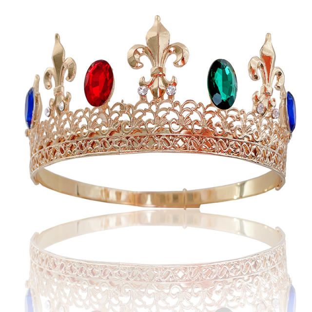 Color glass crystal statement vintage crown