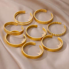 Concise easy match bold stainless steel bangle cuffs