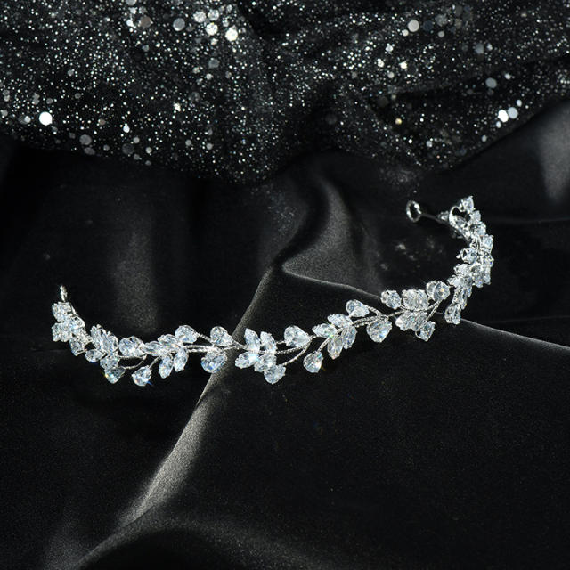 Delicate handmade crystal stone wedding birthday hair vine headband